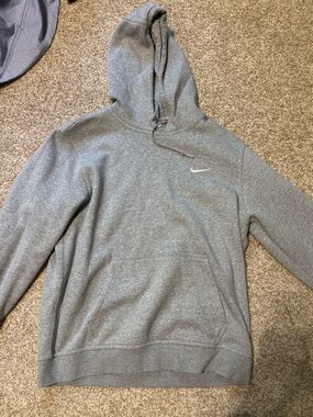 Nike Heather Gray Pullover Hoodie with White Swoosh